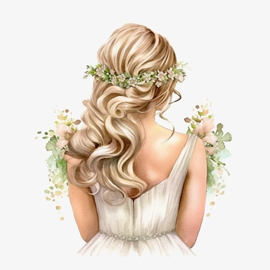 watercolour beautiful blonde hair in elegant wedding hairstyle back facing no person just hair ,build a family style clip art illustrated clip art graphics , PNG image,transparent background ,ultra highly detailed, 18k, sharp focus, bright photo with vibrant colours, digitally enhanced,photographic, enhanced graphics, png format, straight, sharp focus, bright lighting, intricate detailed png image ,high definition,300dpi,graphic clipart,computer graphics