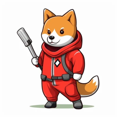 Shiba inu dog in red spacesuit, holding a real baseball bat, white background, clipart style, cartoon style