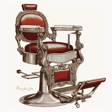 Barber Shop Chair Illustration, 1920s Illustration, Vintage, Antique, Ephemera, Clipart, 8k, Isolated on white