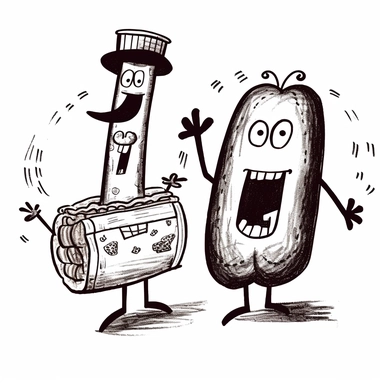 Hanna-Barbera illustrated Drunk Pork Sausages, retro drunk character illustration, Volk Clip Books of Line Art, retro Frankfurters illustration, retro illustration, doodle art, design, line art, minimal character design, tattoo flash design, vintage Frankfurters illustration, black line, white background, 32K, retro illustration, retro advert illustration, black and white, minimal, sausages, drunk