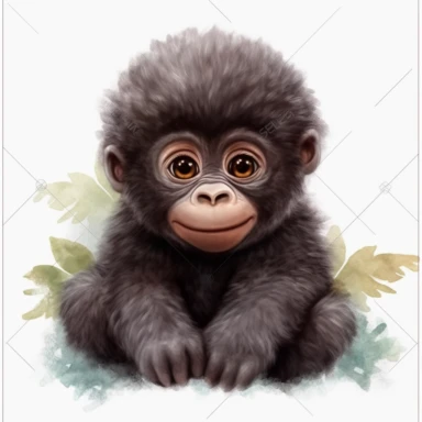 cute baby safari animals fluffy adorable big bright eyes gorilla clipart white background transparent background Job ID: fbdb1af1-d1ab-4dc8-9d46-5e0344cf4d9f seed 3183819806