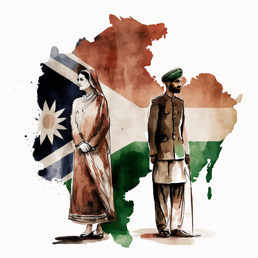 India And Pakistan Gain Independence From Britain In 1947 In Watercolor Style Clipart Darker 2628