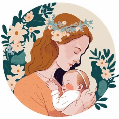 pretty simple mother and baby clipart low detail