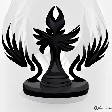 simple vector art, black outlines, clipart, white-team, fantasy chess piece in the form of a phoenix, 2D, 2-D, flash game, solid white background