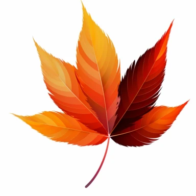a red and orange leaf, stylized clipart white background imitated material precisionist lines and shapes