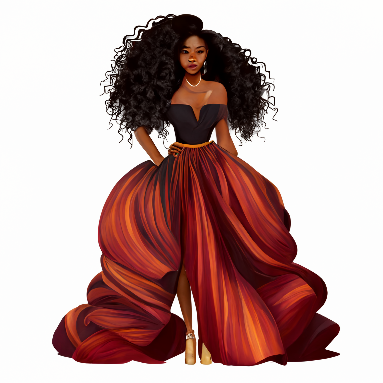 stunningly beautiful full body afican american woman clipart with ...