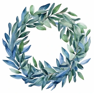 watercolor bay laurel clipart - watercolor clipart - watercolor wreath, single design, detailed