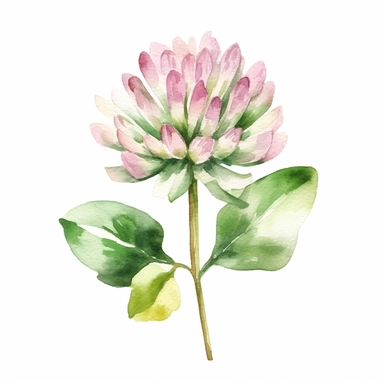 Clover flower watercolour clipart on a white background
