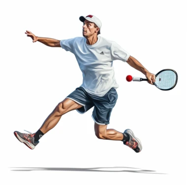high def photograph clipart vector image with plain white background of a hyper realistic high definition photograph of a pickleball player lobbing the ball really high in the air. extremely detailed. 35mm lens. 8k. Ultra HD.