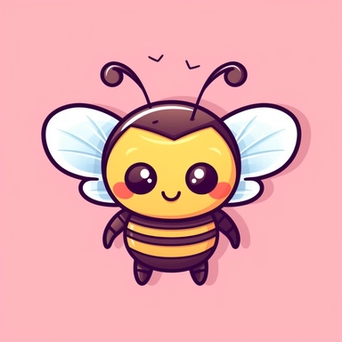 Clipart of a cute Kawaii bee, vibrant colors