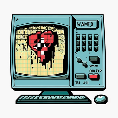 y2k simple computer screen with error messages clipart