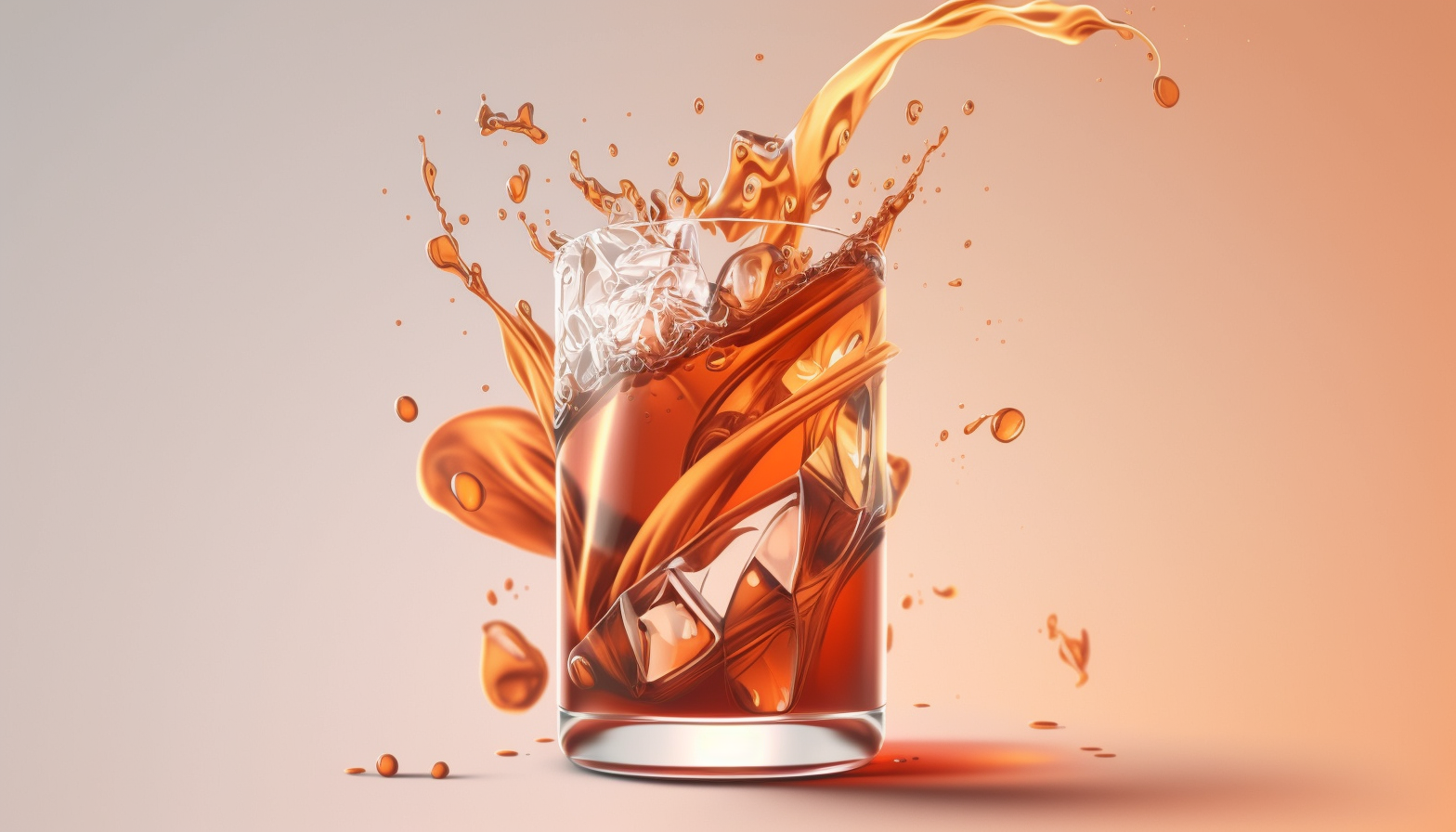 Splash cola, soda, cold tea or coffee with ice cubes. Splashing