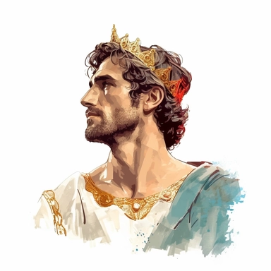 beautiful stunning handsome vintage greek god character, paint art style, clipart, white background, superrealistic, one of a kind