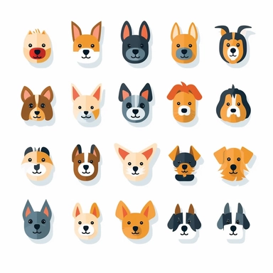 adorable simple dog icons clipart, white background, adobe illustrator vector
