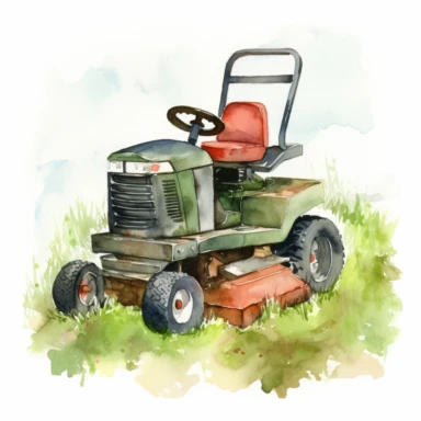 rideon lawn mower, farm, souther, simple, watercolor, clipart--tile