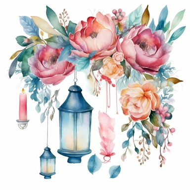 Bring to life a watercolor clipart of a dreamy prom decoration that will make memories last forever, white background