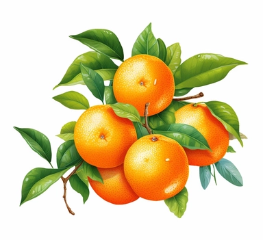 orange fruit isolated on white background clipart, in the style of traditional scroll painting, rough clusters, james bullough, traditional vietnamese, white background, environmental awareness, digitally enhanced