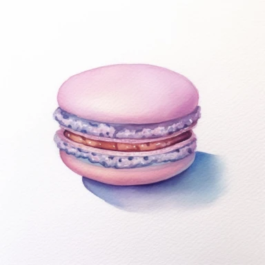 light blue Macaroon, pastel colors, light watercolor, few details, dreamy, Studio Ghibli, clipart, white background