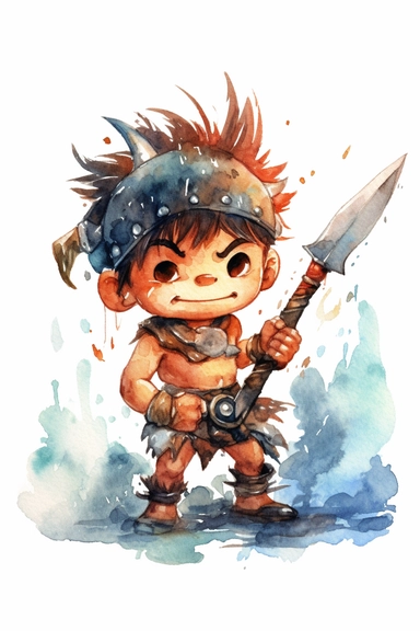 barbarian watercolor clipart cute isolated on white background