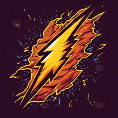 lightning bolt clipart cartoon style bold and sharp dark background plain background energy crackling