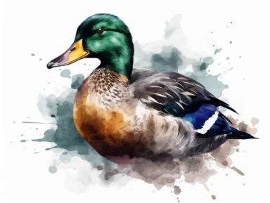 mallard watercolor clipart, single design, 8k