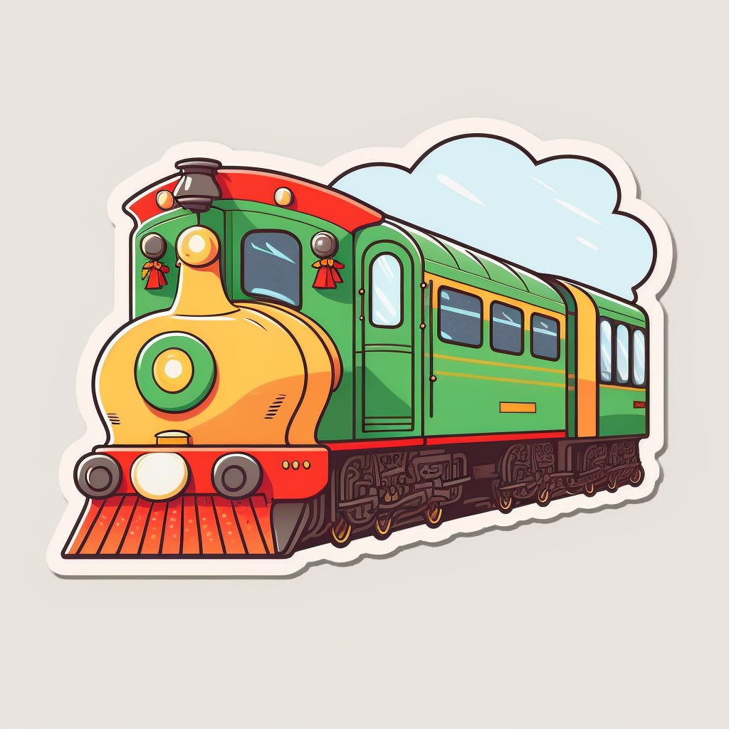 vector sticker design, anime style Christmas Train clipart, white ...