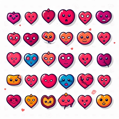 hearts emoticon clipart minimalistic digital style