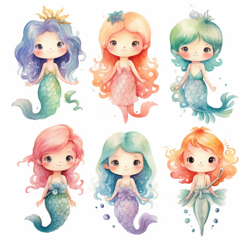 mermaid drawing cliparts