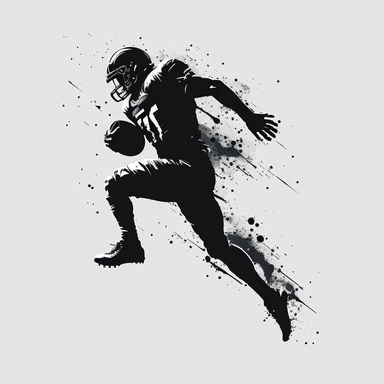 american football touchdown, clipart, black and white, flat, minimalist
