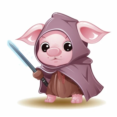 little pig disguised as jedi knight clipart