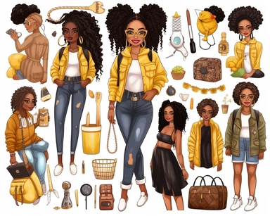 2 girls per grid, Black Girl Magic, Beautiful braided hair styles, Fashion Nova Themed Clipart, Black Girls Magic Clipart, Black Women Clipart, Black Girls PNG, Black Girl Sticker/Planner/Journal/Print Lady boss clipart, Boss Fashion clipart, Fashion Girl Clipart, Boss Girl clipart, Fashion Illustration, Afro lady clipart