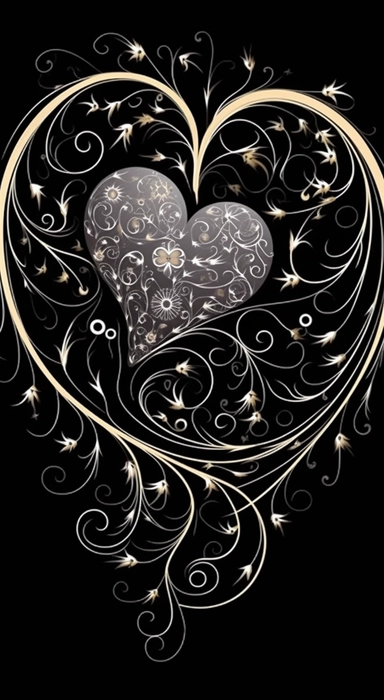 whirl of curls drawn on black background, couple heart, hearts transparent background png clipart, in the style of tattoo, islamic calligraphy, happenings, marguerite blasingame, free-flowing lines, shaped canvas, infinity nets