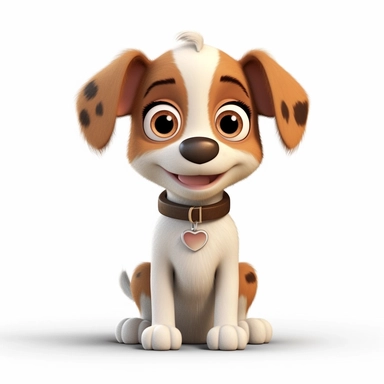 an adorable cute happy puppy dog with big puppy eyes, 3D image, full body image, pixar style, clipart