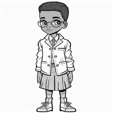 boy dressed, work uniform, realistic uniform, different cultural, simple ,informative, clipart style, children book colouring art, no colour, cute, kid friendly, black and white, cartoon style, vector image, simple, line art style, white background, local food, animal, educational,diversity, picture book style, captivating,Ar 2:3