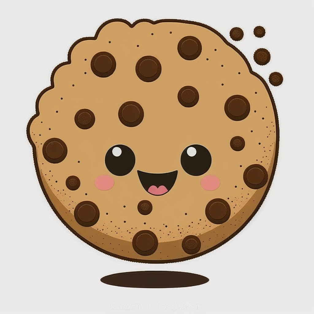 single kawaii cookie, white background clipart - Clip Art Library