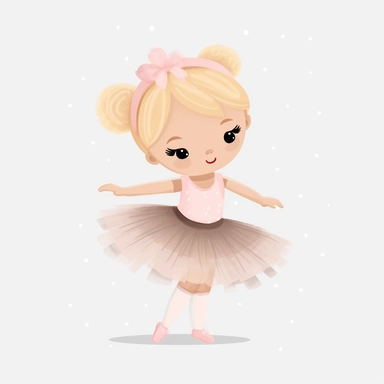 clipart toddler ballet dancer, pink tutu, blonde hair in a bun, arabesque pose as a png with transparent background