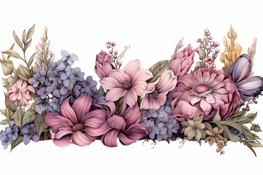 floral+banner , highly detailed, isolated on white, clipart,