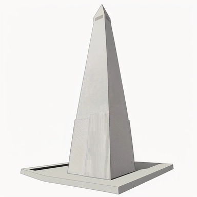 clipart, front view of the washington monument at washington dc, white background, simple lines , no shading
