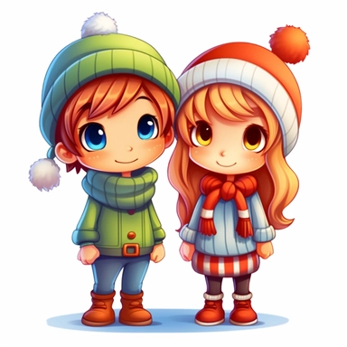 sharp simple Cute image Christmas image cartoon clipart animation simple detail on a white background