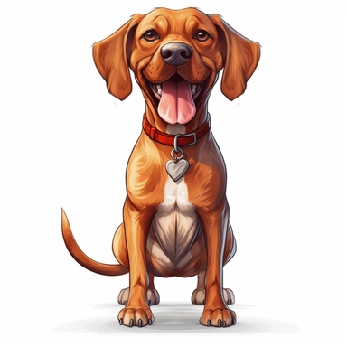 Cute Happy face Beautiful Redbone Coonhound Dog Is Standing Full body Vector Sublimation Clipart,Cartoon, hyper realistic, intricate detail, illustration style,high solution,on the white background