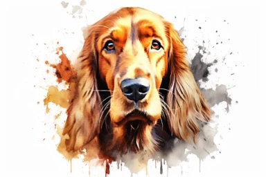 Watercolor, Basset Fauve de Bretagne Mammal, clipart, hd, on a white background, spaced out