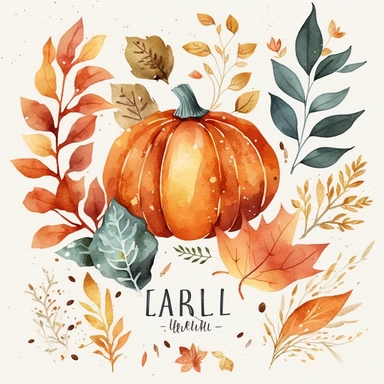 fall leaves pumpkin clipart watercolour