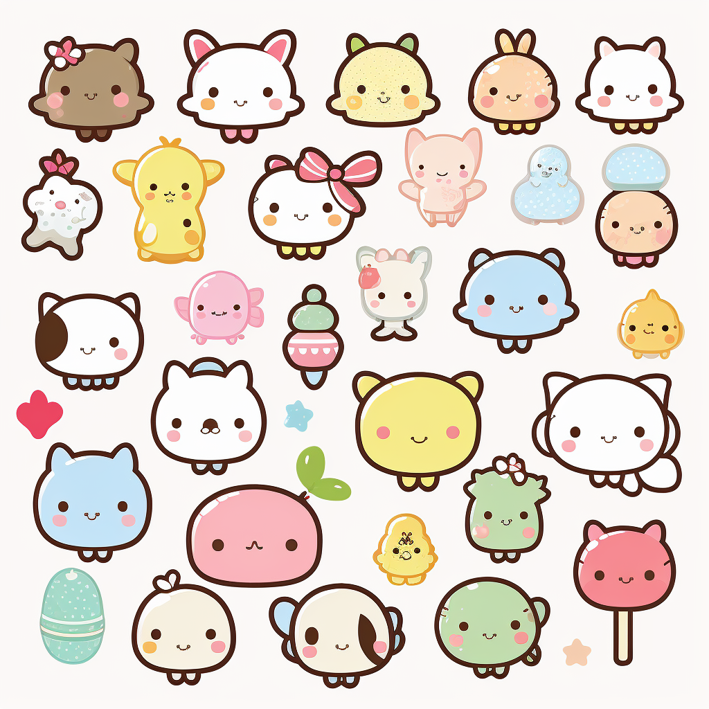 cute Sanrio style images clear background png clipart set of icons ...