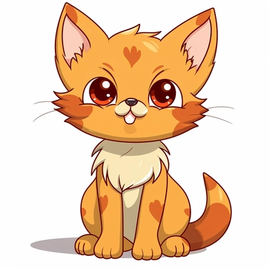 Clipart of a Cute Cartoon Cat