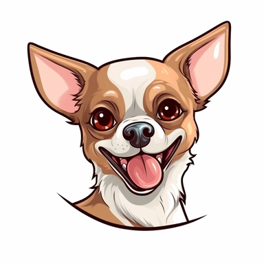 cute puppie chihuahua mexican face, laughing at loud, funny face, looking up, thinking, clipart, cartoon, element, white background