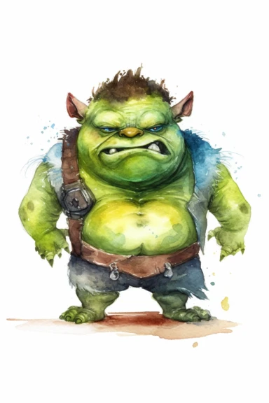 ogre watercolor clipart cute isolated on white background
