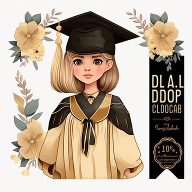 Gold Graduation Graduate Clipart Fashion Girl Grad PNG Graduation Illustration Student College PNG Graduation Day Class