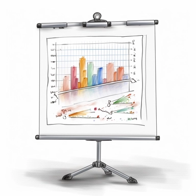 whiteboard with chart on it in the style of digital airbrushing, realistic yet stylized, digitally enhanced, clipart, 32k uhd, white background