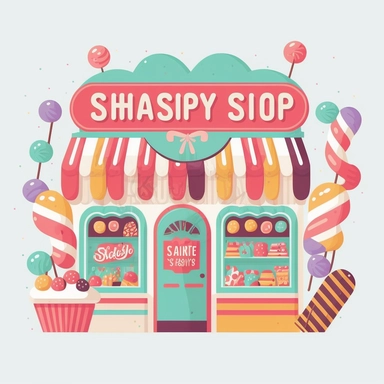 vector sticker design, Christmas Candy Shop clipart, white background, flat colors