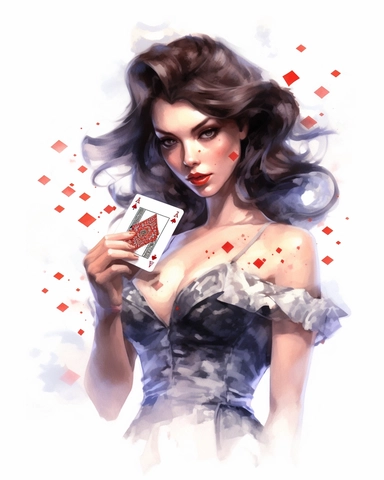 watercolour casino pin up pretty lady hd clipart white background
